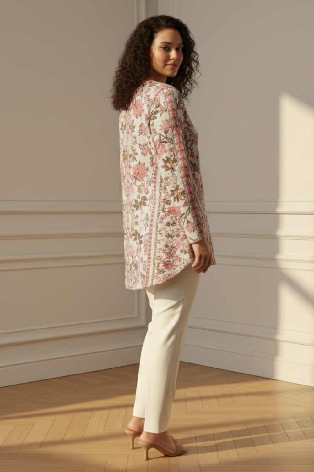 Plus Size Pink Ethnic Floral SnugWeave™ Winter Top