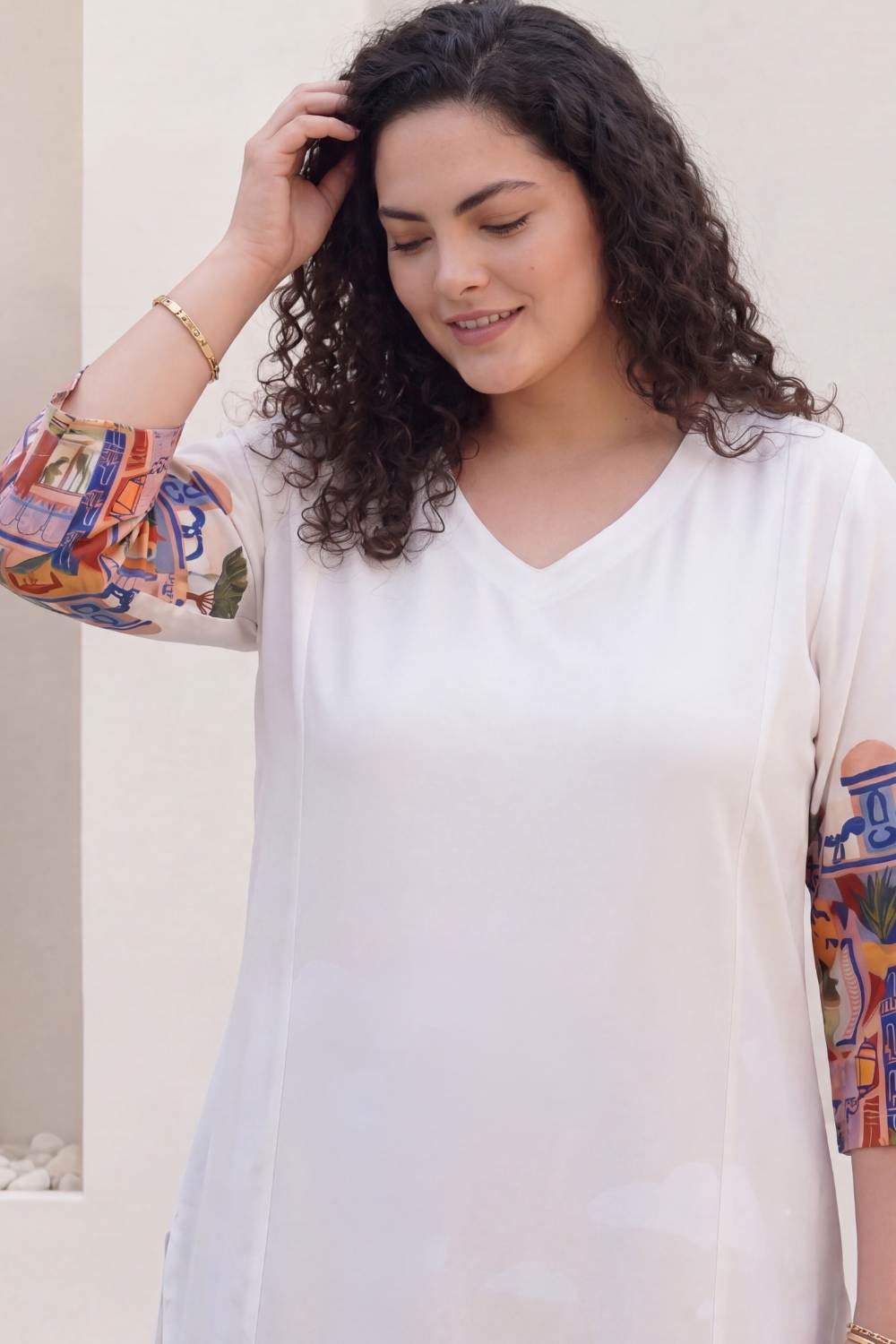 Plus Size Urban Art Print A-Line Dress for Women
