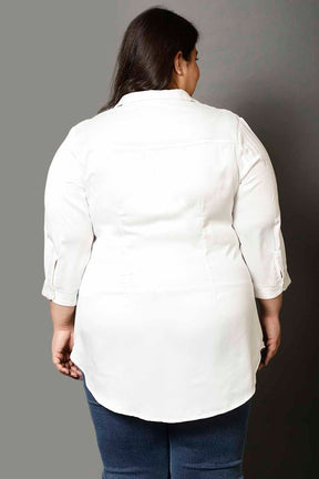 Plus Size White Satin Shirt