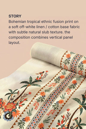Boho Floral Print Cotton Blend Fabric 56 Inches Width