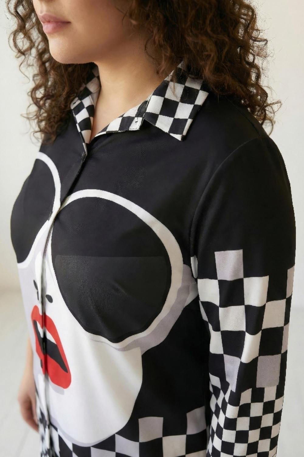 Comfortable Plus Size Bold Face Checkered Coord Set