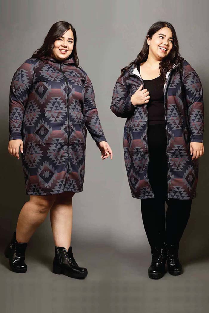 Grey Aztec Jacket Dress