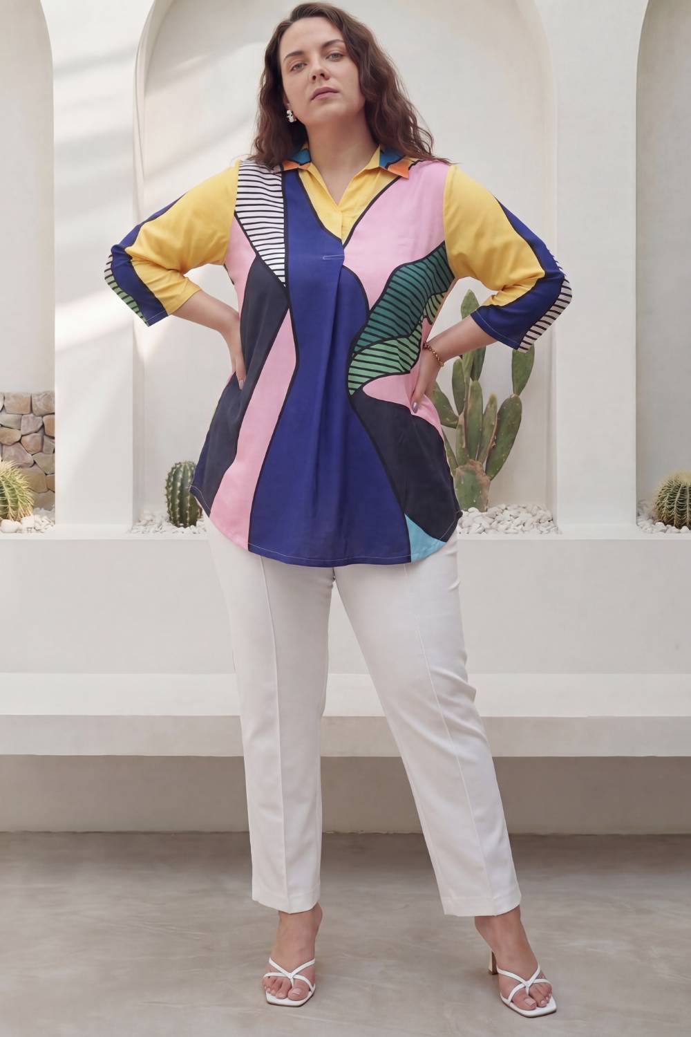 Modern Art Centre Pleat Top for Women