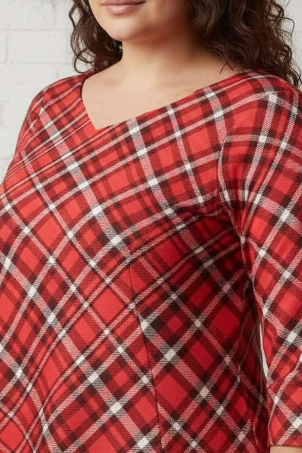 Plus Size Red Plaid Printed Dress