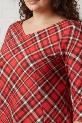 Red Plaid Printed Dress