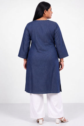 Plus Size Indigo Denim Cotton Kurta