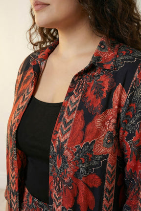 Plus Size Black Tropical Print Coord Set