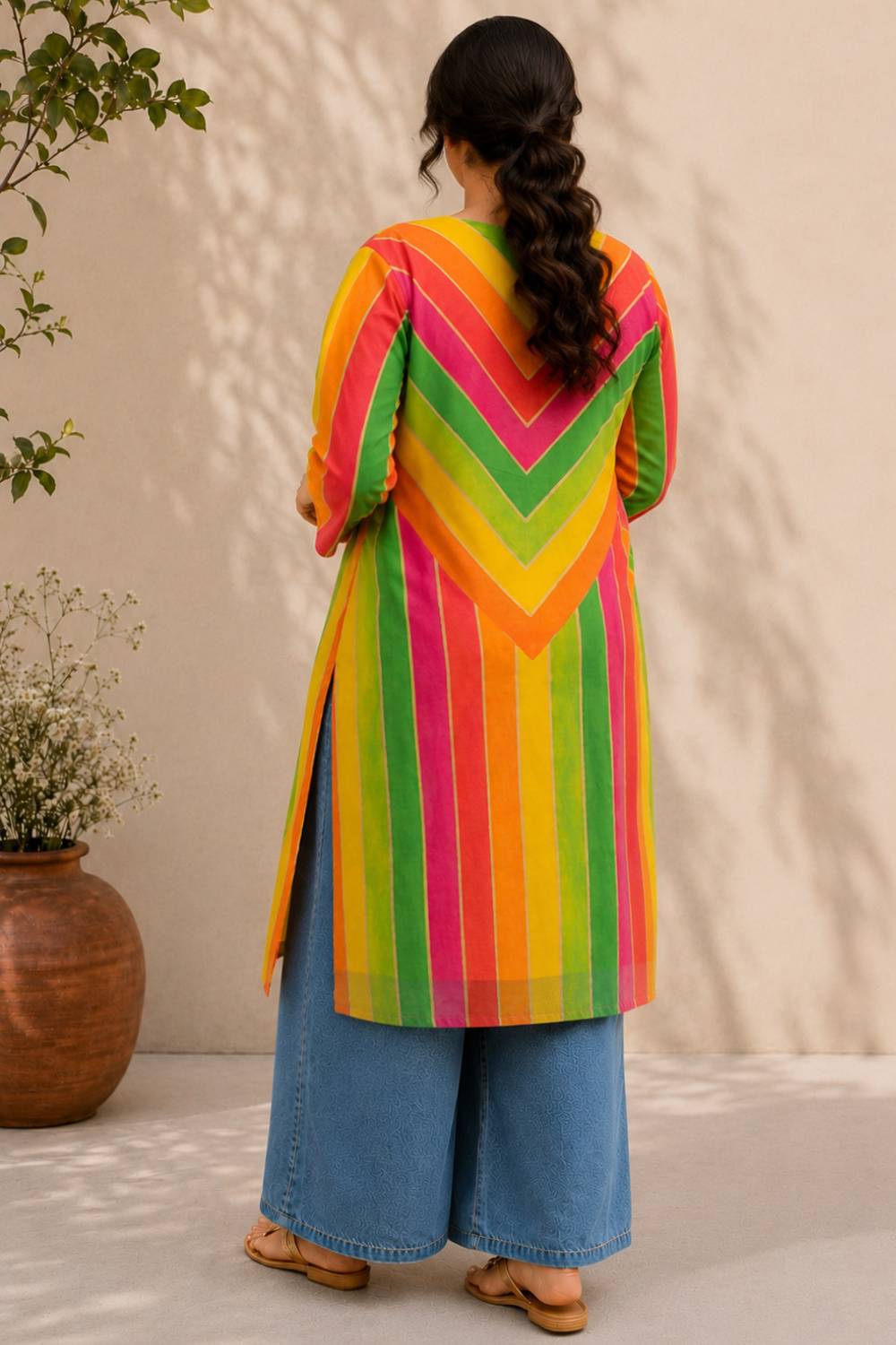 Comfortable Plus Size Multicolor Abstract Print Cotton Kurta