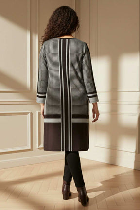 Plus Size Black Beige Stripe SnugWeave™ Winter Kurta