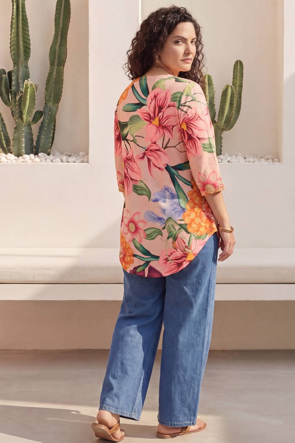 Pink Floral Plus Size Top for Women