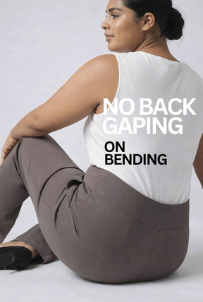 Plus Size Taupe Tummy Shaper Straight Fit Pants