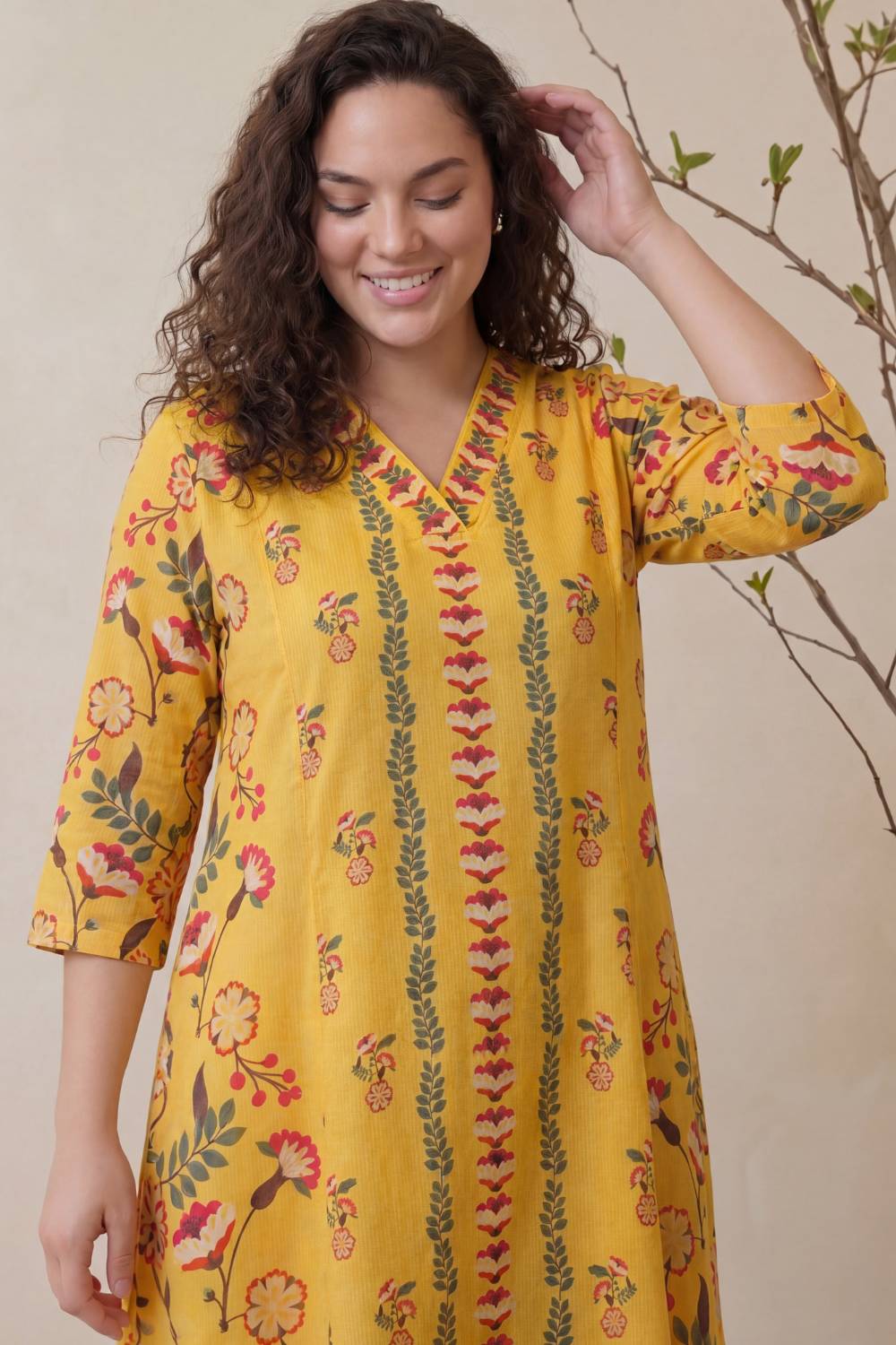 Plus Size Floral Folk Plus Size Midi Dress
