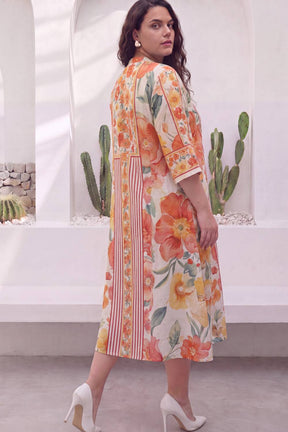Warm Petals Plus Size Midi Dress