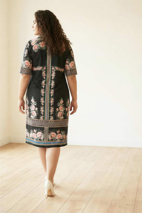 Black Floral Polo Dress