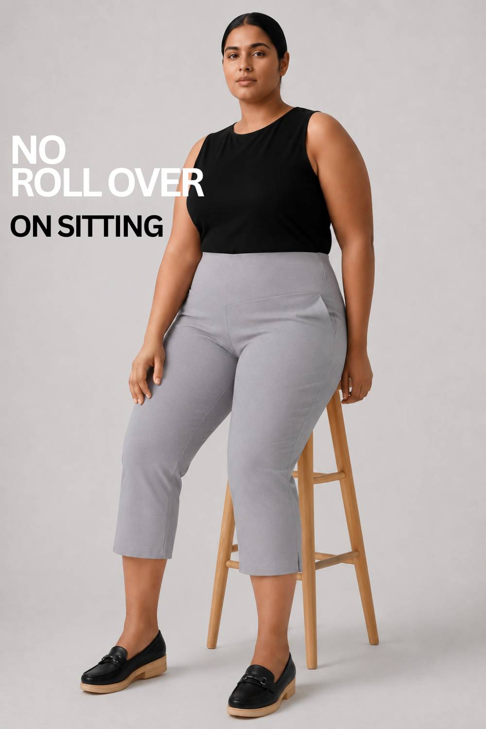Comfortable English Grey New Fit Tummy Tucker Crop Pants