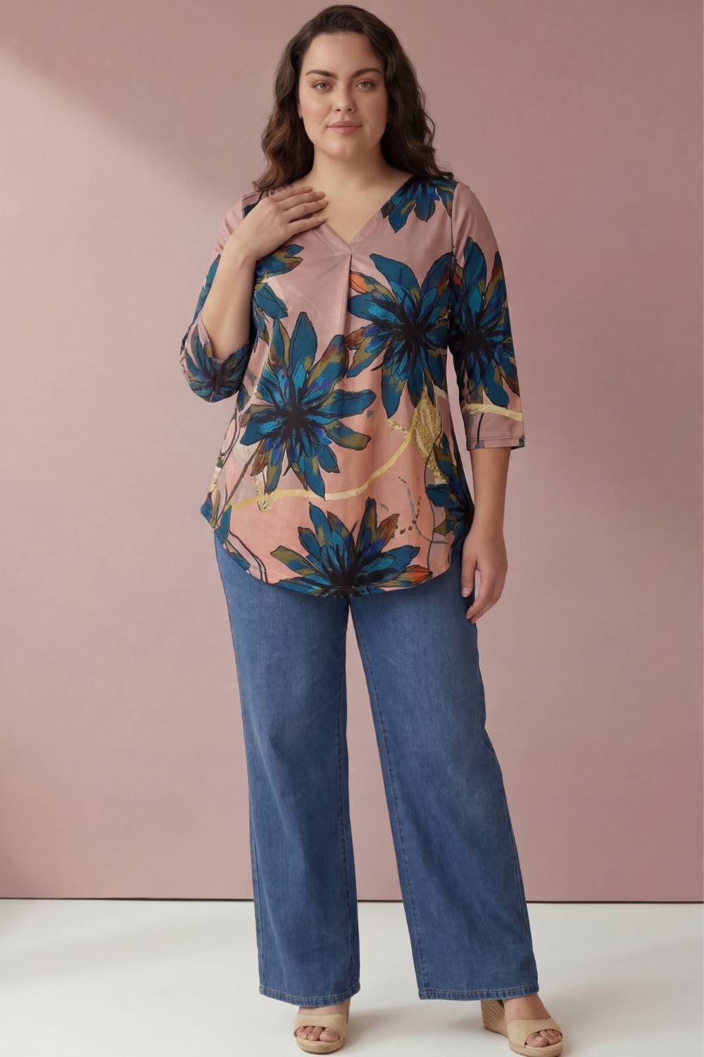 Purple Floral Plus Size Top for Women