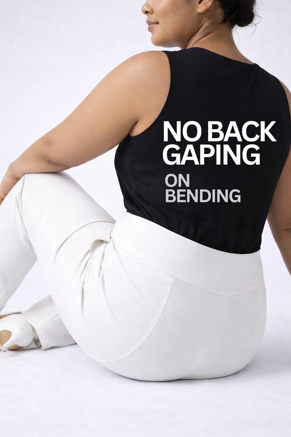 Plus Size White Tummy Shaper Straight Fit Pants for Women