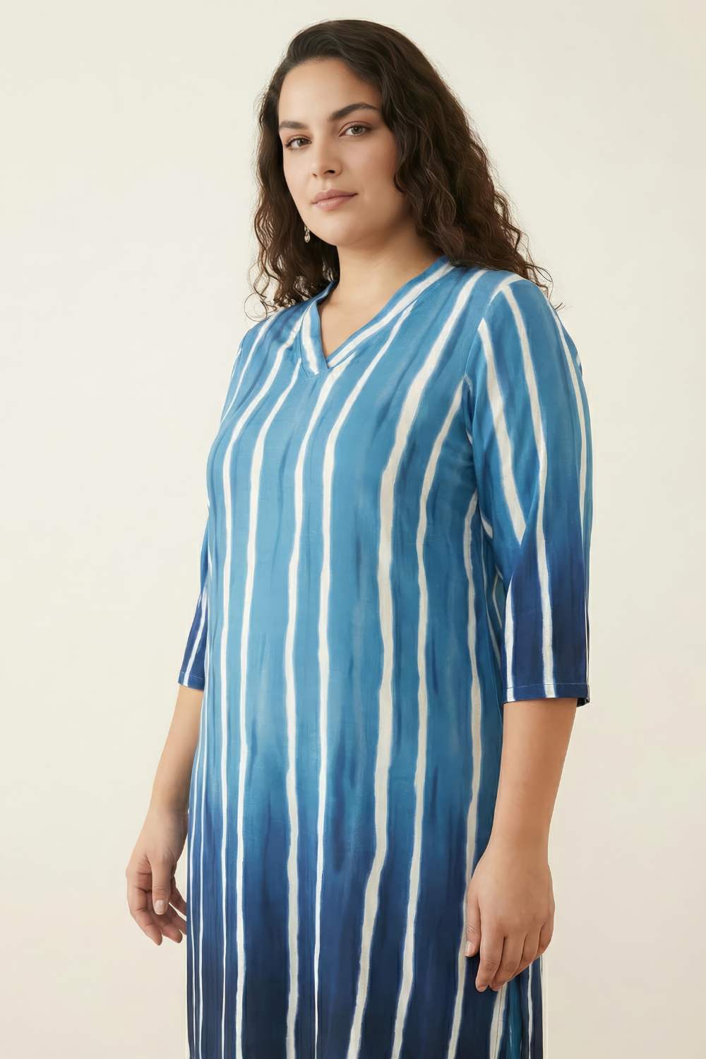 Plus Size Blue Ombre Kurta Coord Set for Women