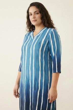 Plus Size Blue Ombre Kurta Coord Set
