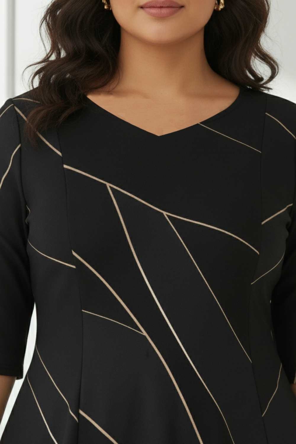 Plus Size Teal Black Sculpted Cocktail Dress