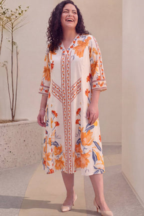 Floral Elegance Plus Size Midi Dress