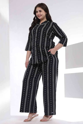 Plus Size Black Weave Work Shirt Coord Set