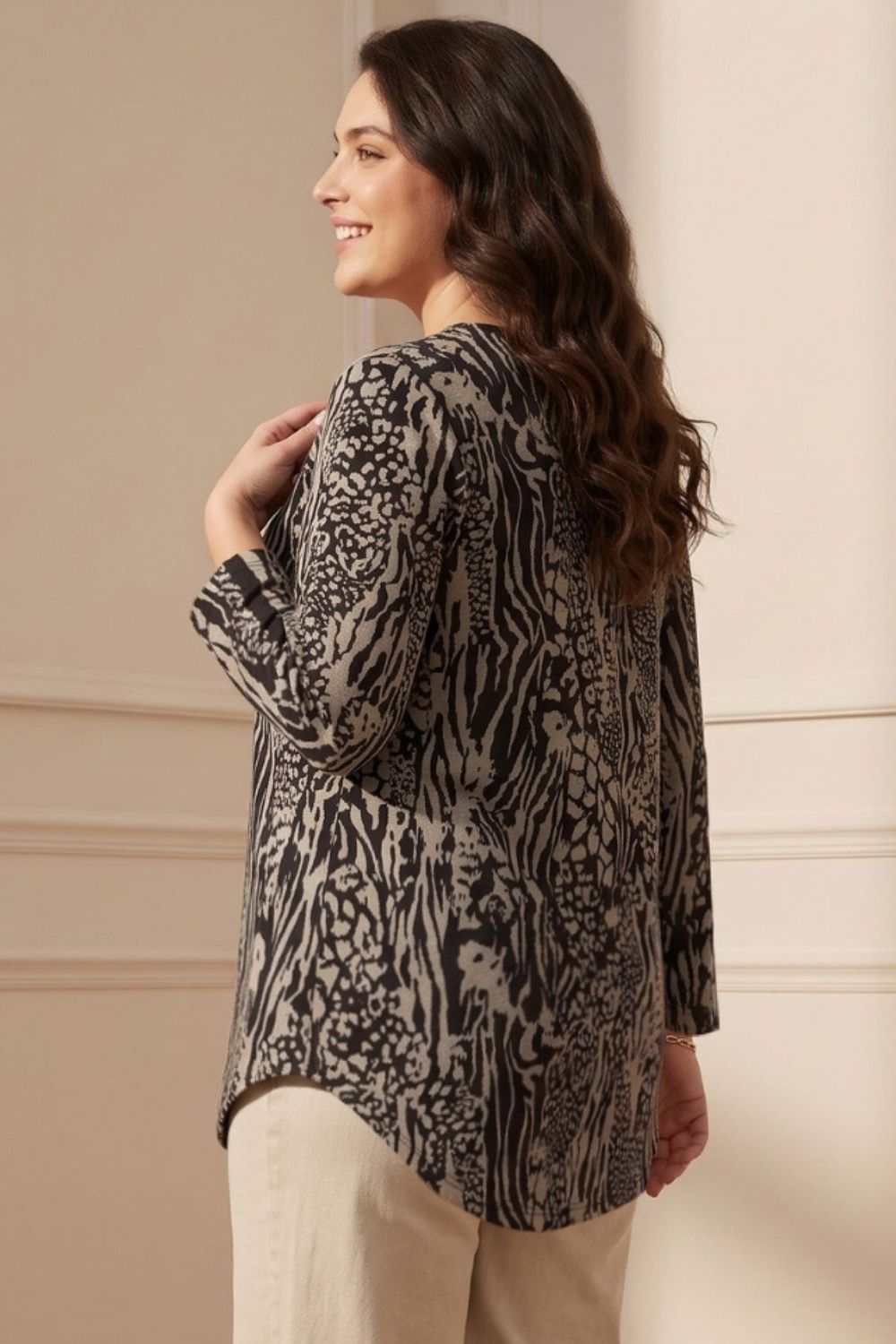 Plus Size Animal Print  SnugWeave Winter Top for Women