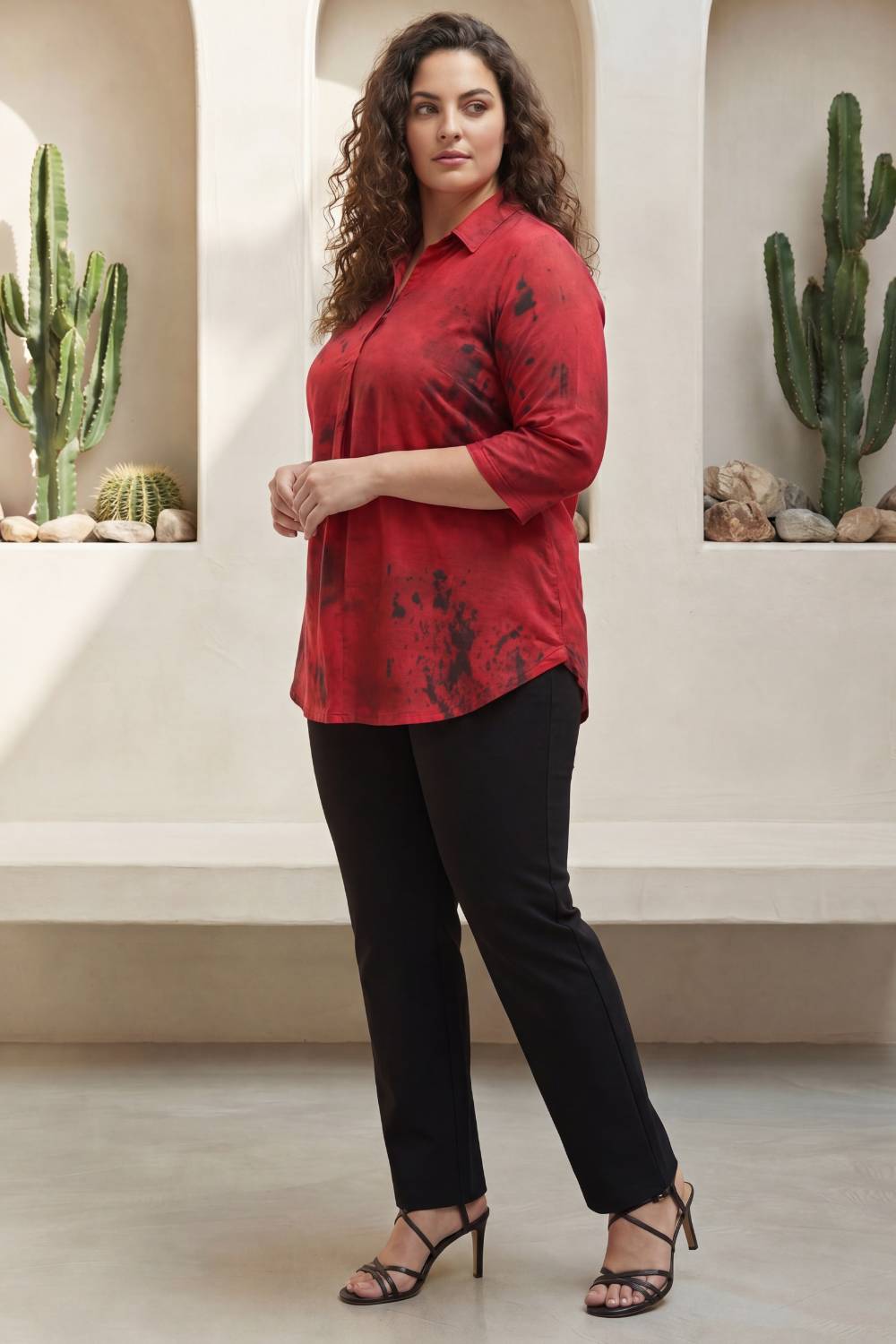 Red Casa Centre Pleat Top for Women