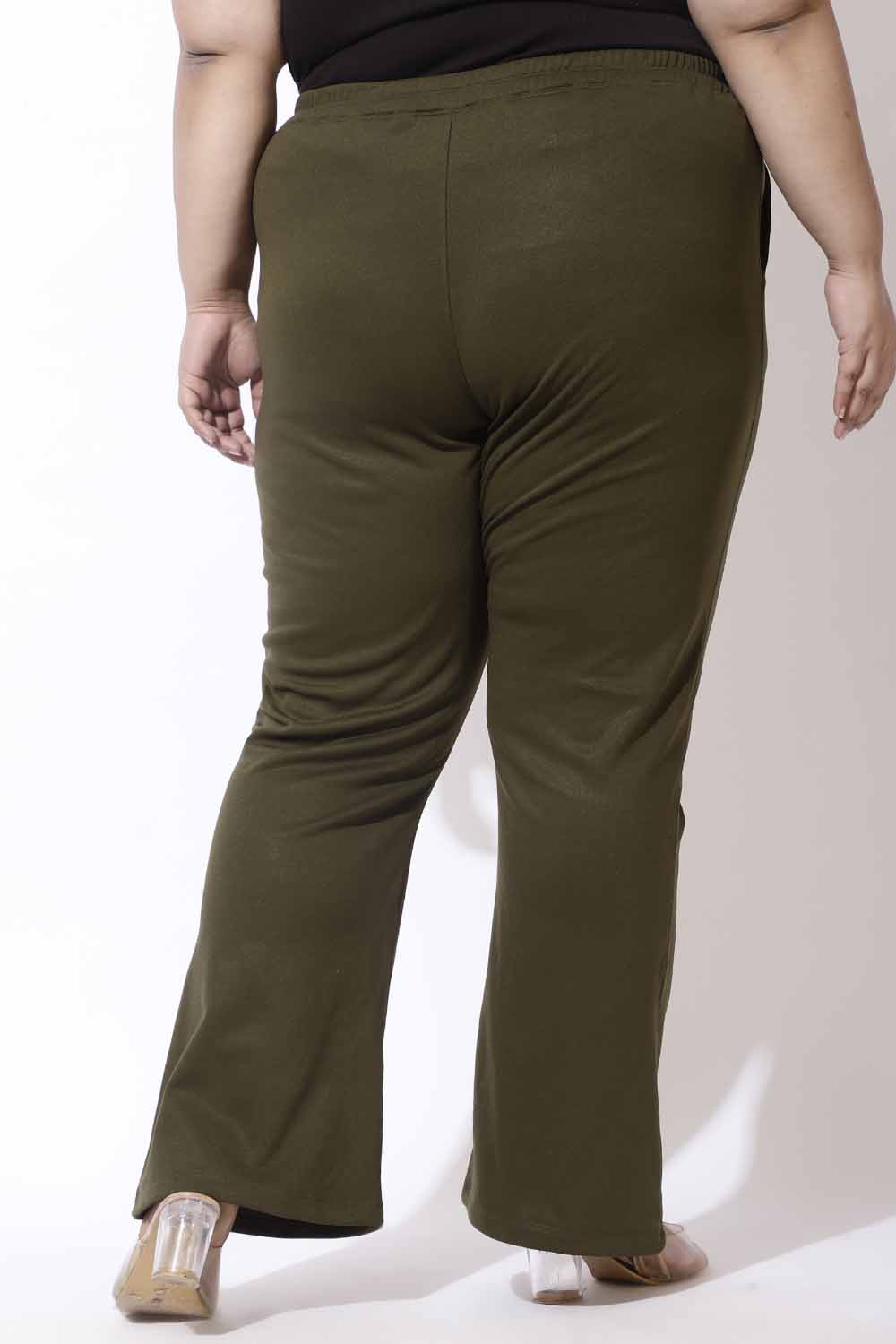 Plus Size Olive Bootcut Fleece Pants