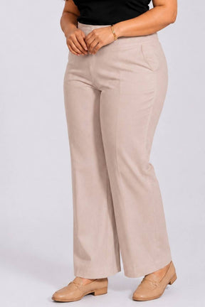 Cream Tummy Shaping Wide Straight Pants