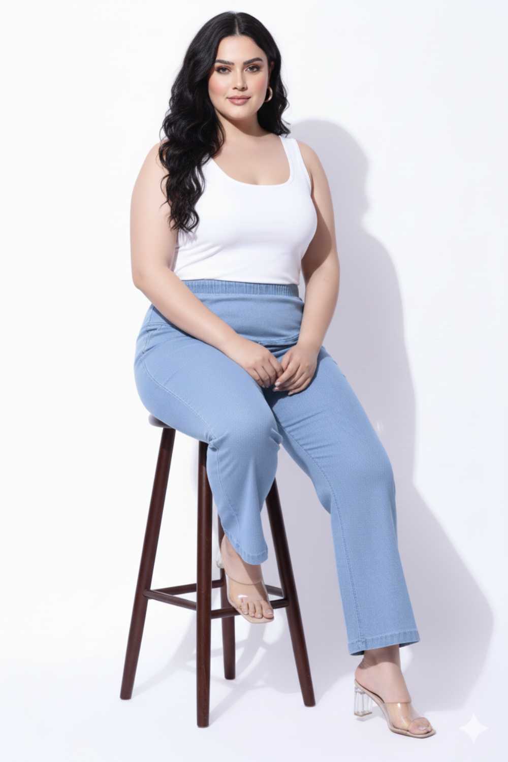 Plus Size Light Blue Flare Jeans