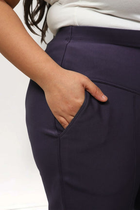 Plus Size Navy Tummy Shaper Straight Fit Pants