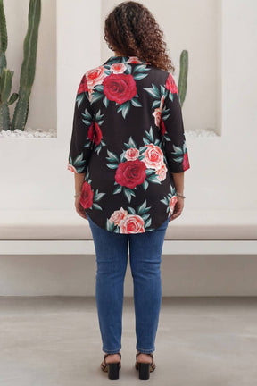 Black Floral Centre Pleat Top 1