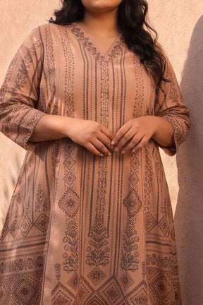 Plus Size Ethnic Printed A-Line Midi Dress