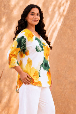 Plus Size Sunflower Grace Yellow Print Top
