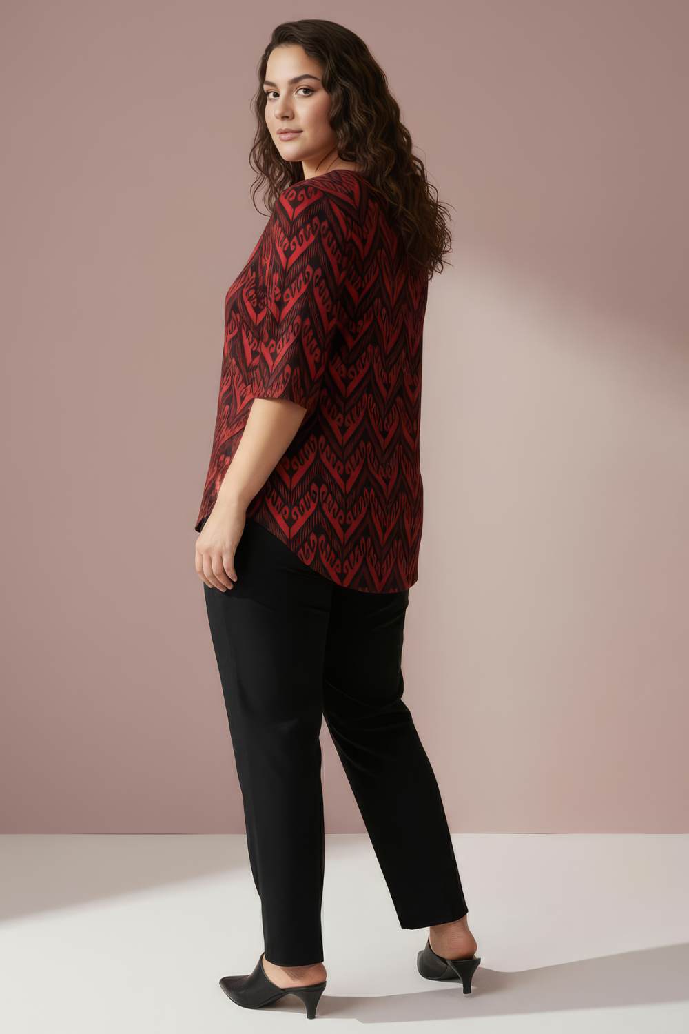 Maroon Black Plus Size Top for Women