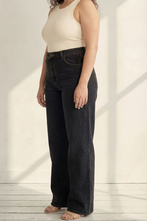 Plus Size Wide Leg Ash Black Jeans