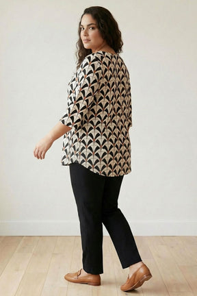 White Black Plus Size Top
