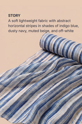 Indigo Stripes Cotton Blend Fabric 56 Inches Width