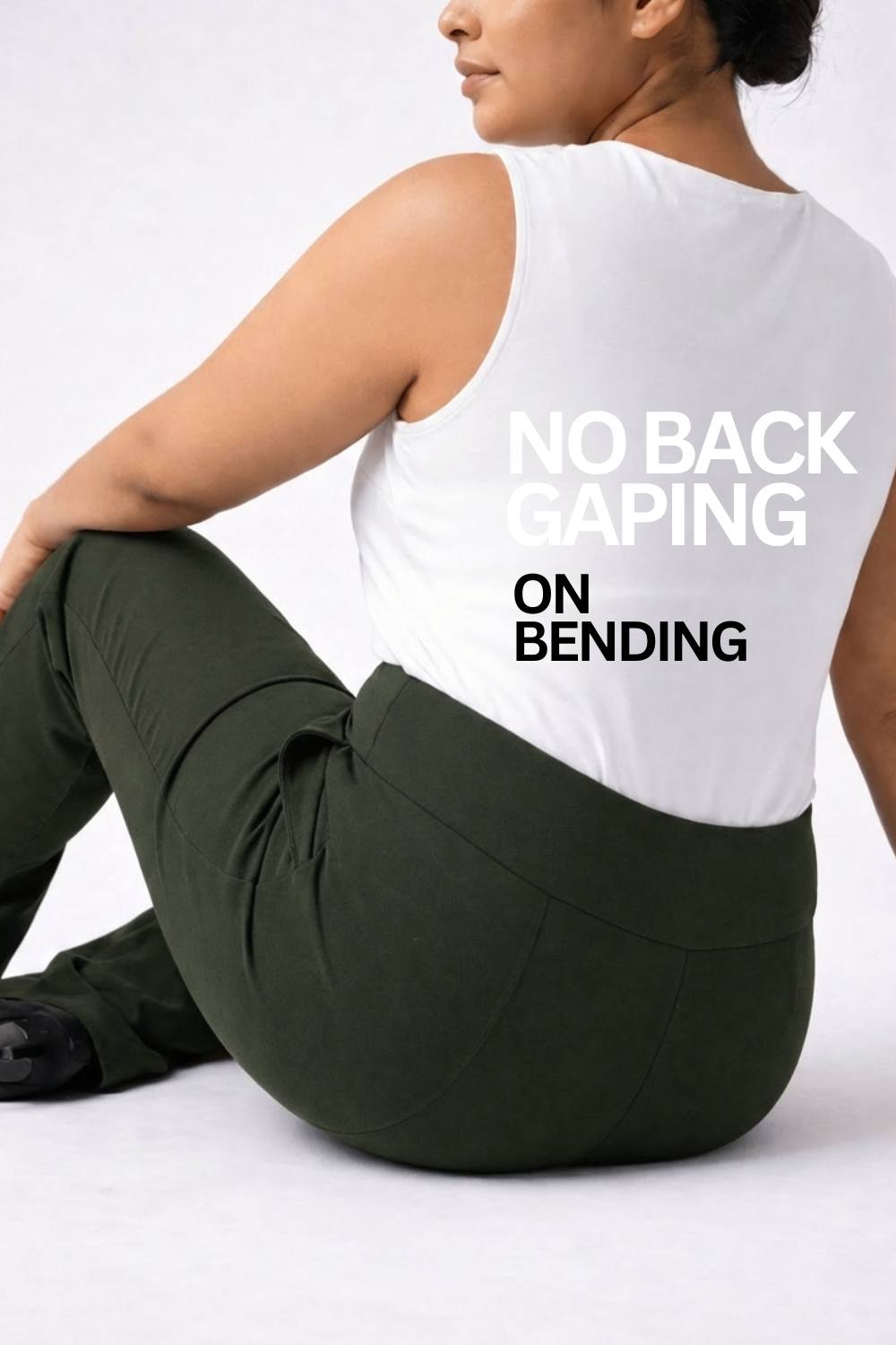 Plus Size Olive Tummy Shaper Straight Fit Pants for Women