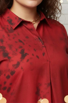 Plus Size Red Casa Print Coord Set