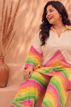 Plus Size Multicolor Chevron Coord Set