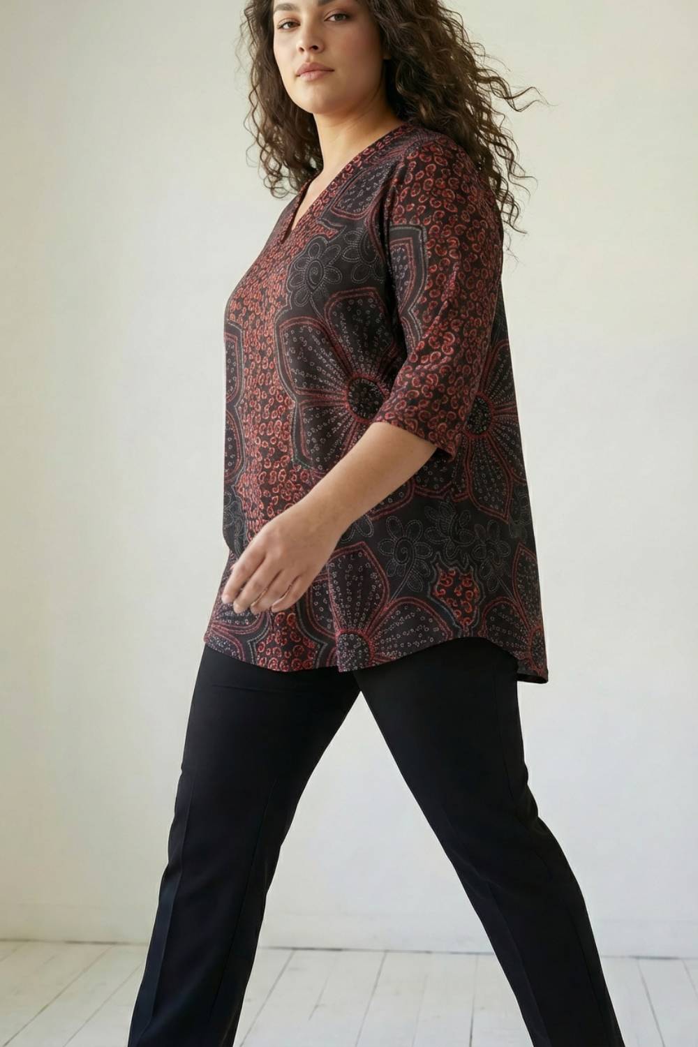 Plus Size Plus Size Maroon Floral Top