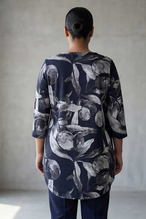 Plus Size Black Floral V Neck  SnugWeave™ Winter Top