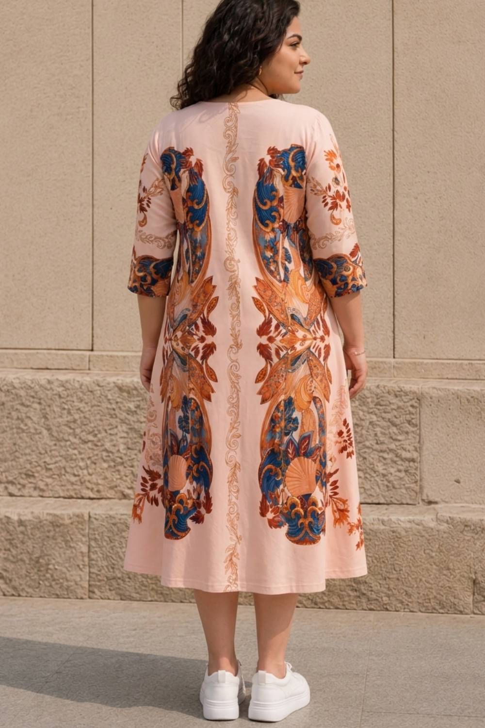 Comfortable Plus Size Blush Royale Floral Midi Dress