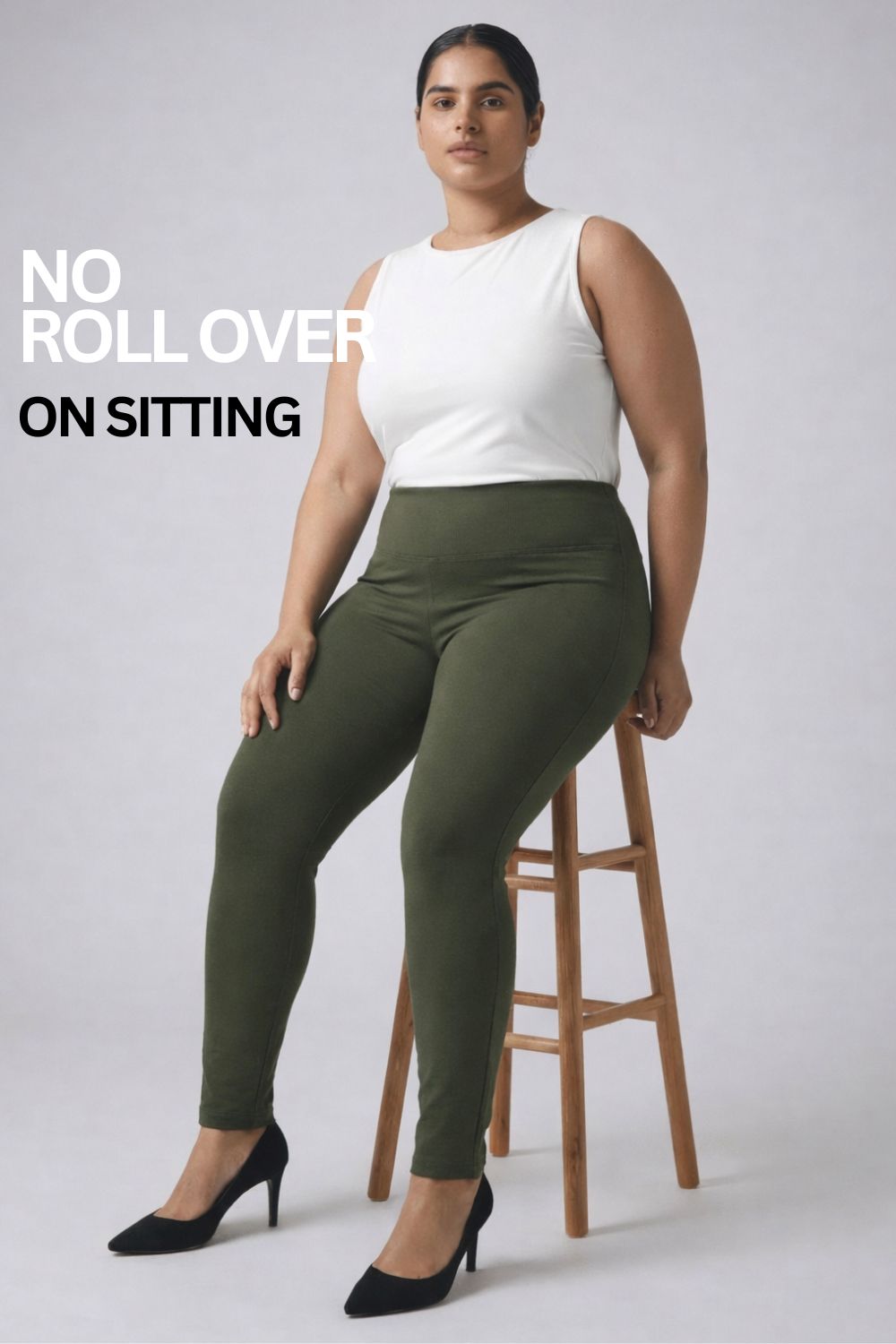 Comfortable Olive Essential Tummy Shaper Jegging