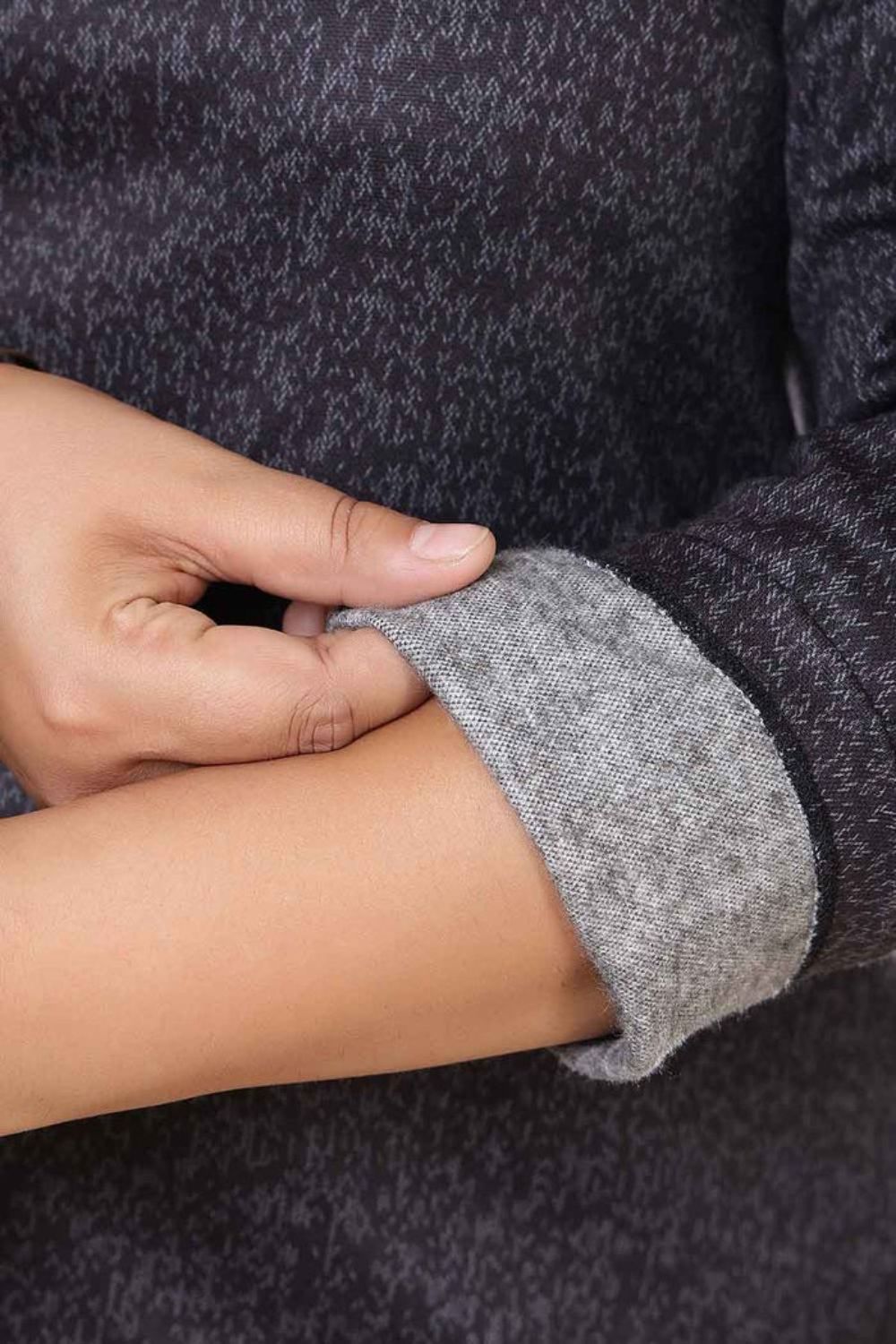 Comfortable Plus Size Charcoal Grey V Neck SnugWeave Winter Top
