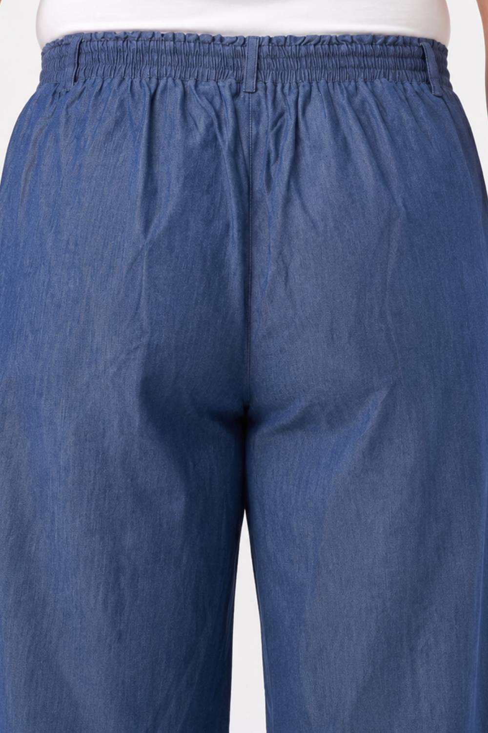 Comfortable Plus Size Wide Leg Easy PullOn Dark Denim