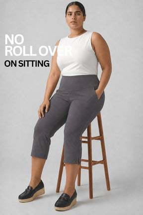 Grey New Fit Tummy Tucker Crop Pants