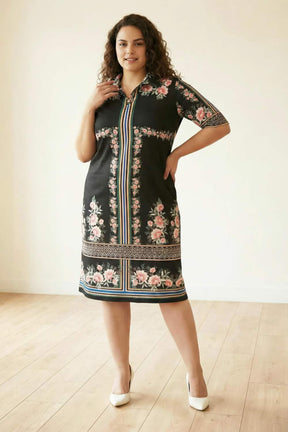 Black Floral Polo Dress